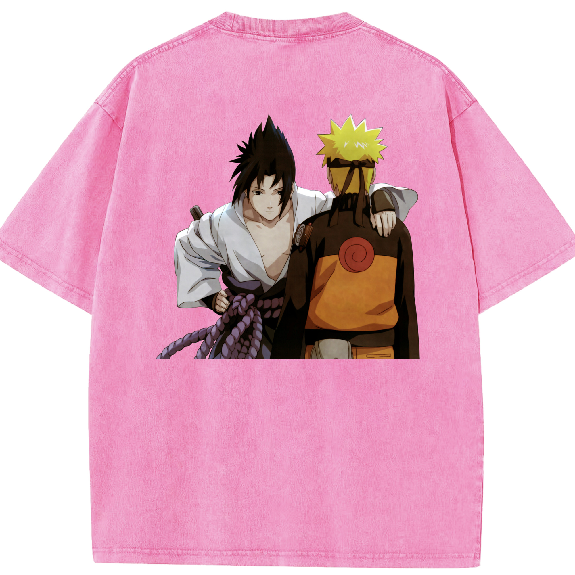 （画像用） NARUTO -ナルト- うちは サスケ Uchiha Sasuke 綿100% ヴィンテージ風 半袖Tシャツ（背面プリント）